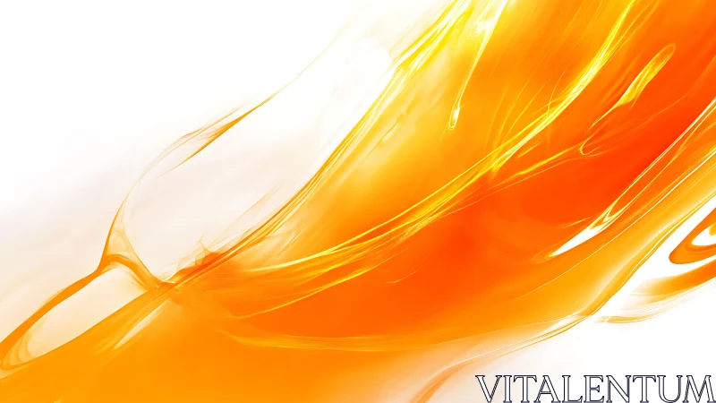 Vibrant Orange Abstract Flowing Paint Digital Art Background.