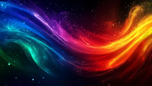 Spectral nebula waves form high-energy curved light streams in space