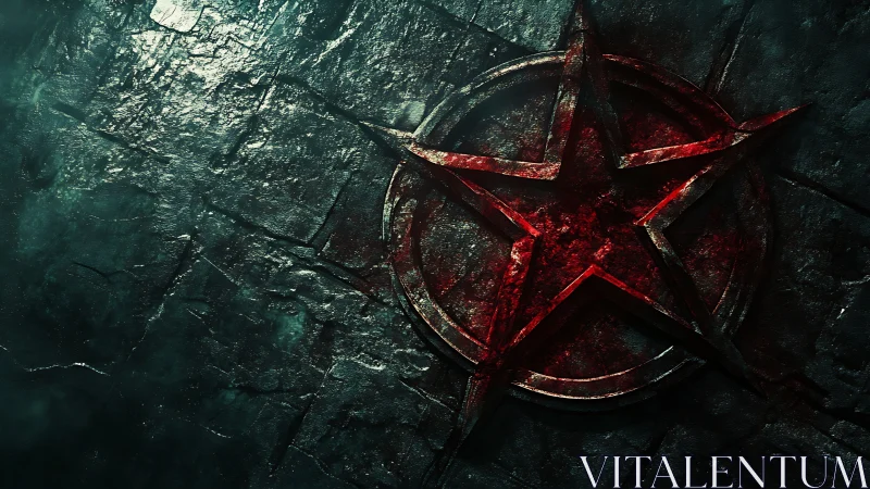 Scarlet pentagram carves burning light into cracked stone