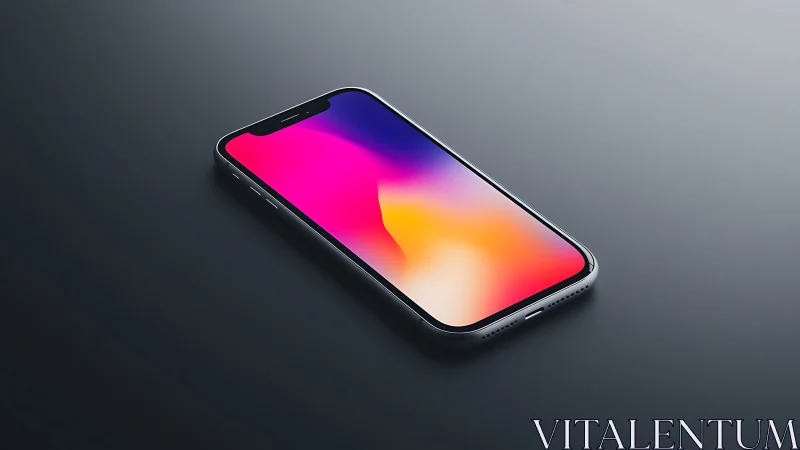 Smartphone with gradient display on neutral surface.