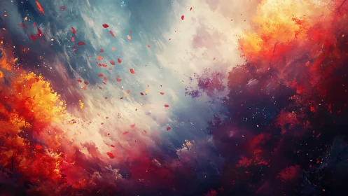 Explosive Particle Dispersion with Radiant Color Gradient and Volumetric Light Effects