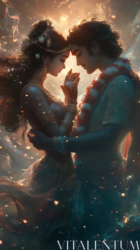 Radiant Embrace Between Two Souls in Luminous Fantasy