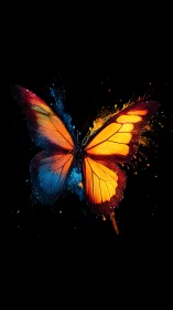 Twin‑flame butterfly erupts in molten dusk and nebula frost