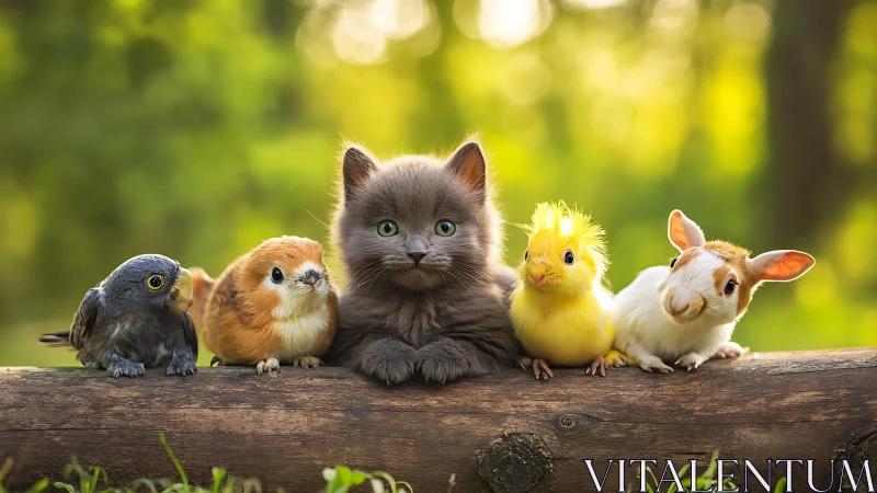 Woodland Assembly: Five Creatures in Harmonious Natural Composition.