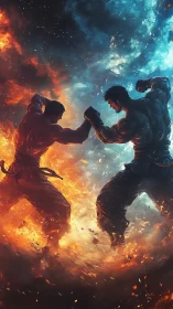 Elemental warriors collide as fire and ice trade blazing blows