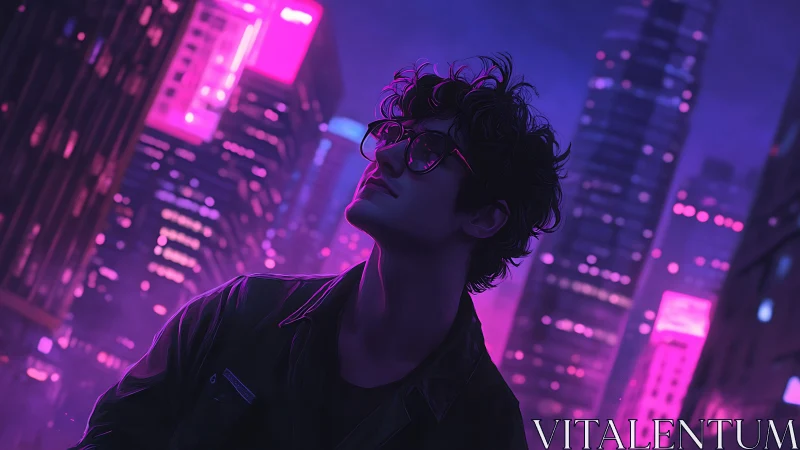 Neon-lit youth studies electric midnight city glow.