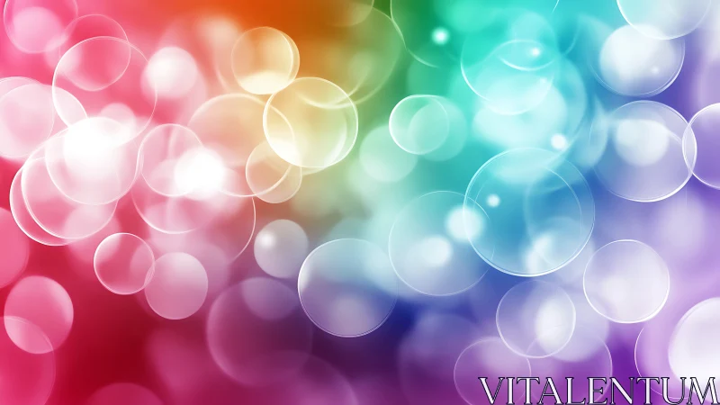 Soft translucent bokeh circles on rainbow gradient field.