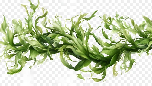 Green swirling foliage border forms dynamic horizontal band