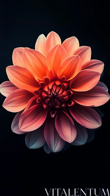 Molten Bloom: A Dahlia's Fiery Gradient Dance.