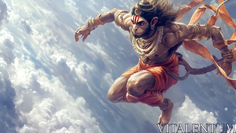 Mighty skyward hero leaping through glowing clouds with heart.