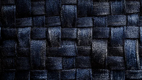 Close-up of Dark Blue Woven Fabric Texture in Modern Macro Style.