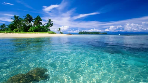 Turquoise Paradise: Where Palms Kiss Crystal Waters.