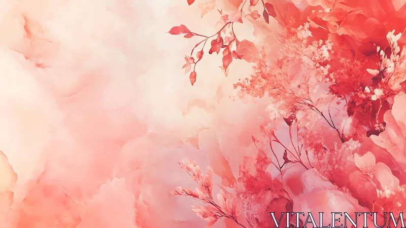 Soft pink floral cloud background with abstract blossoms