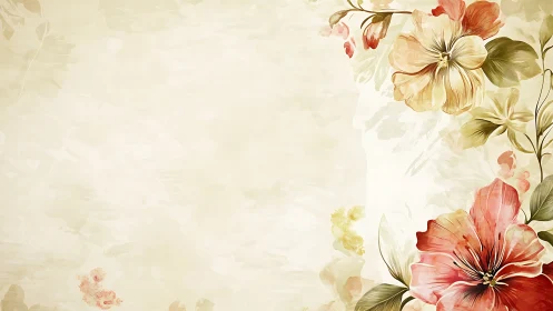 Vintage Blooms Dance: Watercolor Florals Enchant Cream Canvas