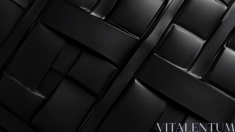 Geometric black leather weave in close-up minimal abstraction.