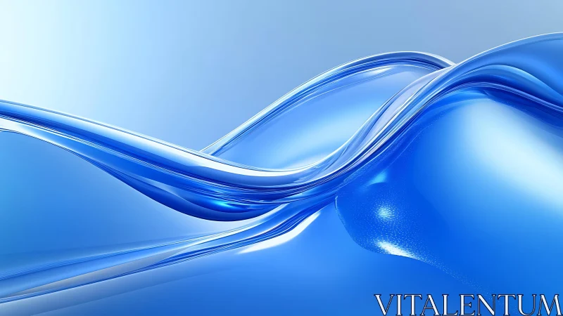 Shiny Blue Abstract Waves in Minimalist Digital Art Style.