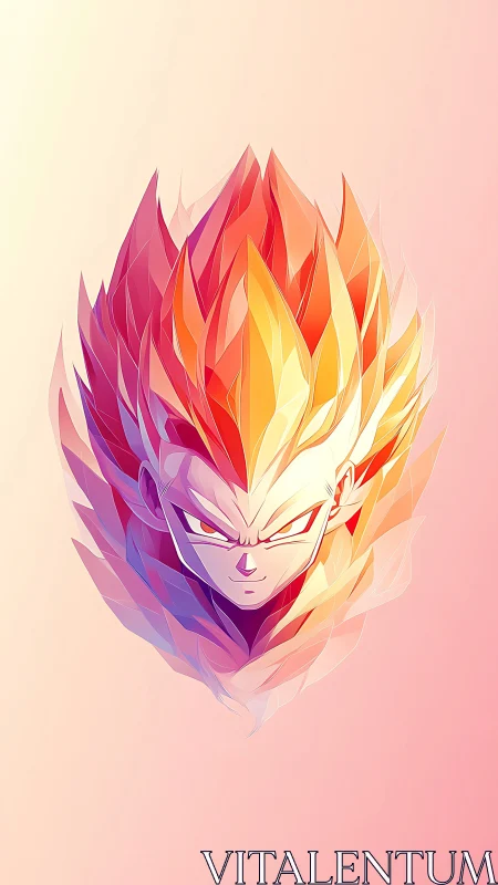 Fiery anime warrior portrait glowing with bold energy.