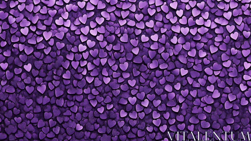 Three-dimensional heart shapes arranged densely across dark background surface