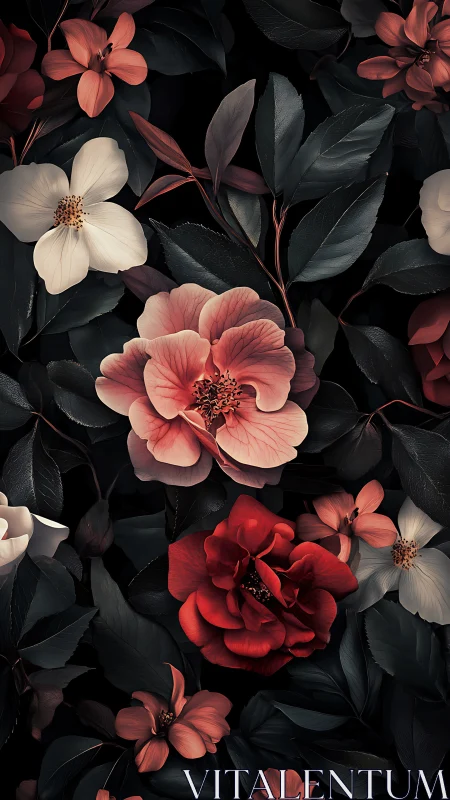 Moody Blooms Dancing Against Deep Darkness