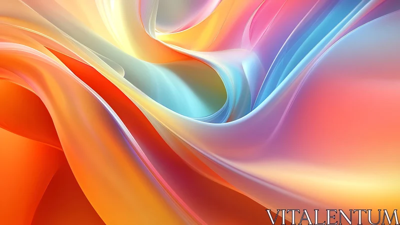 Curved translucent ribbons form a high-gloss multicolor gradient field