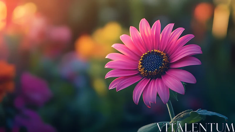 Pink Gerbera's Golden Hour Glow.