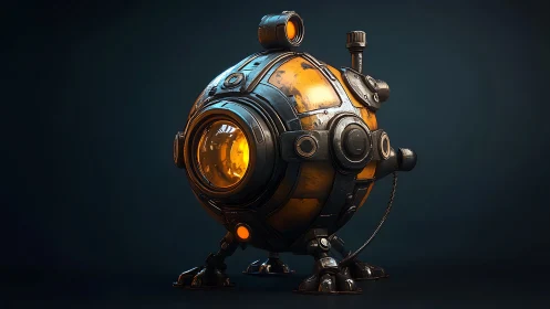 Curious round robot explorer glowing with gentle warmth.