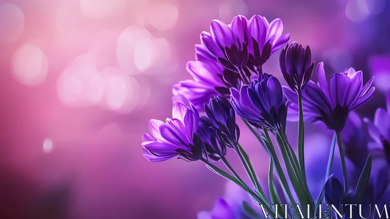 Purple flowers with soft bokeh background