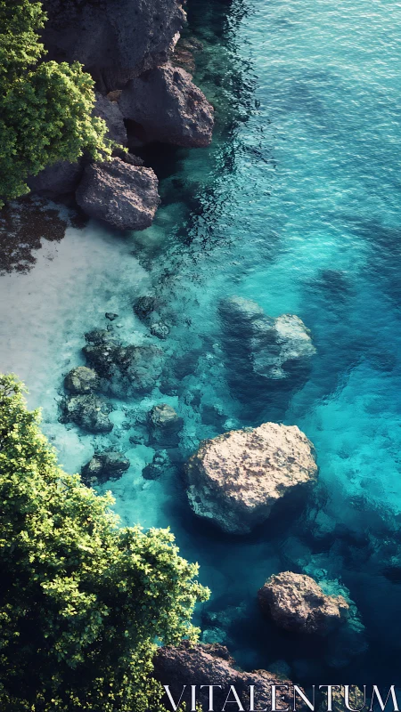 Aerial Coastal Rock Formation with Crystalline Turquoise Waters