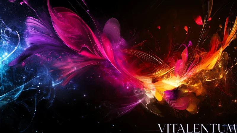 Vibrant cosmic light trails forming abstract energy bloom.