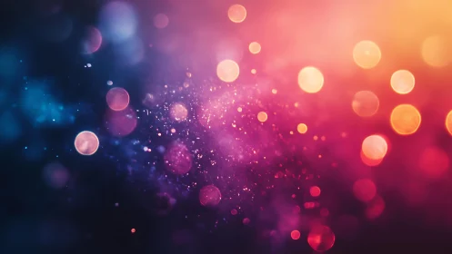 Vibrant abstract bokeh lights in vivid gradient colors, digital art.