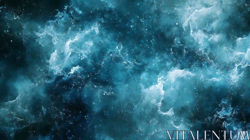 Nebula tides quietly unravel into shimmering blue storm