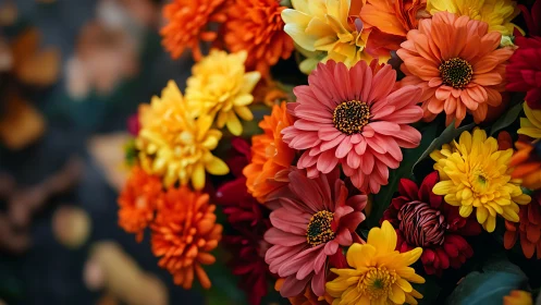 Dense Gerbera Daisy Arrangement with Chromatic Saturation and Depth-of-Field Bokeh