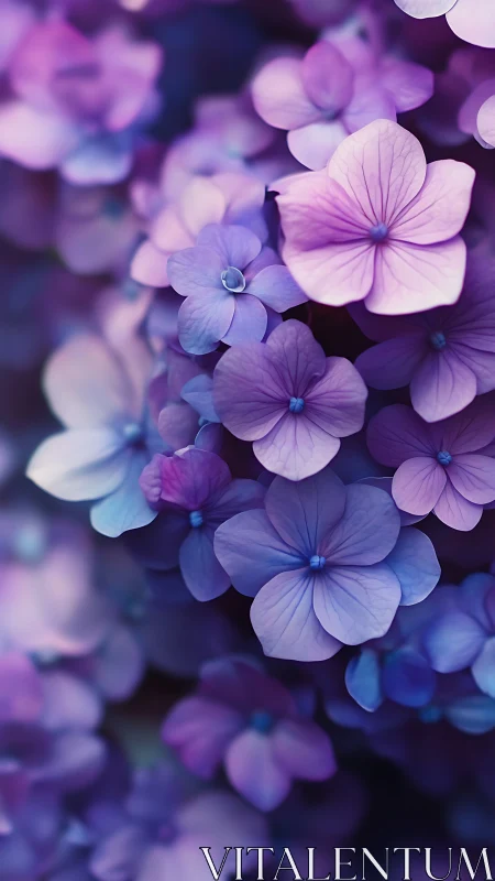 Purple Hydrangea Flowers in Soft Focus.