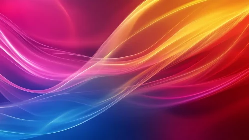 Vibrant light waves curve across smooth multicolor gradient