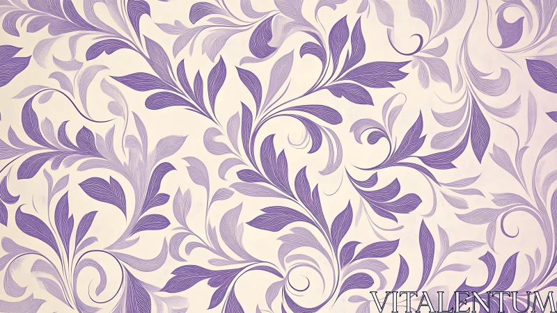 Purple botanical scrollwork pattern on pale background.