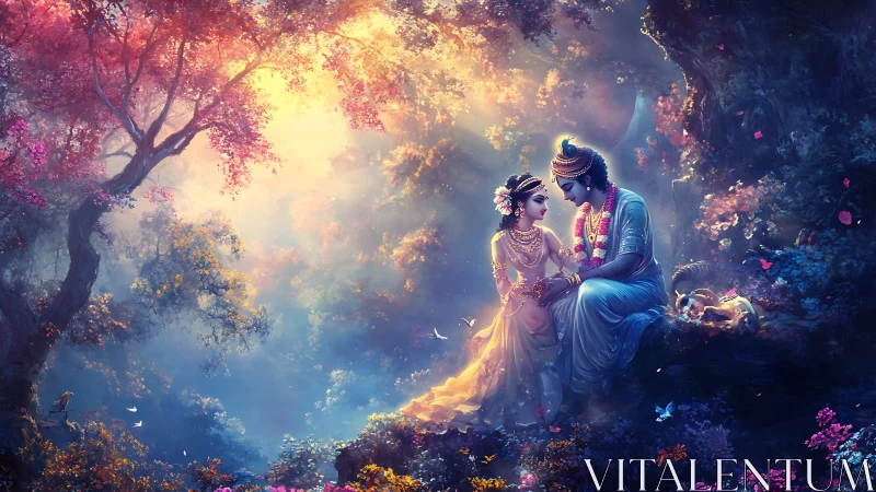 A Magical Garden Romance: Two Hearts Glowing in Enchanted Light.