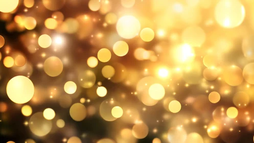 Golden bokeh lights pattern with soft blurred circles.