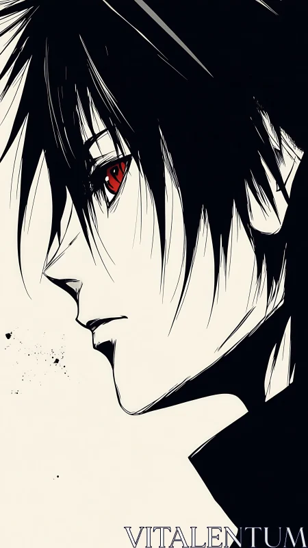 Velvet shadows cradle a crimson-eyed anime wanderer