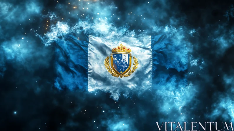 Celestial blue banner of San Marino blazing through starlight.