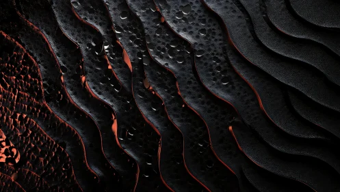 Stratified black wave surfaces with specular liquid scatter highlights.