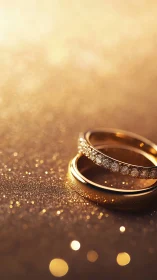 Golden vows drifting in a glitter-swept twilight glow.