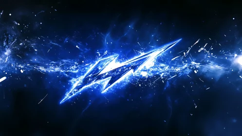 Electric blue lightning bolt with shattered energy trail.