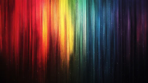 Vertical spectral light trails with multicolor radiant gradient