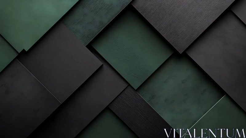 Deep green and charcoal panels in a calm geometric rhythm.