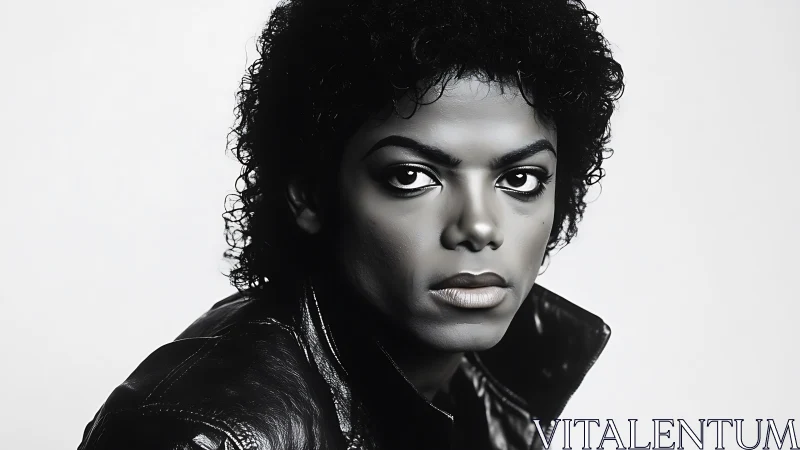 Monochrome portrait captures cool, intense 80s-inspired gaze