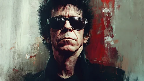 Leather-clad icon stares down the canvas in painted swagger