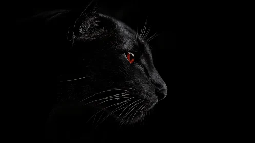 Obsidian Feline: Portrait of Mystery in Ember Eyes.