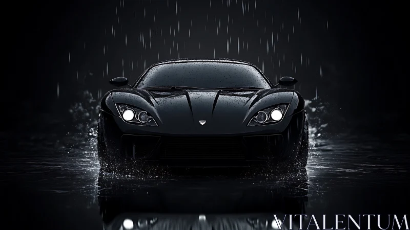 Midnight supercar charges through rain in dramatic motion