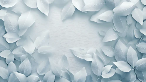 Monochromatic leaf border with central blank background.