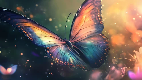Luminous duskwing butterfly drifting through painted starlight.
